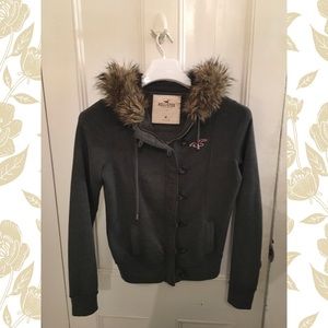 HOLLISTER furry zip up hoodie